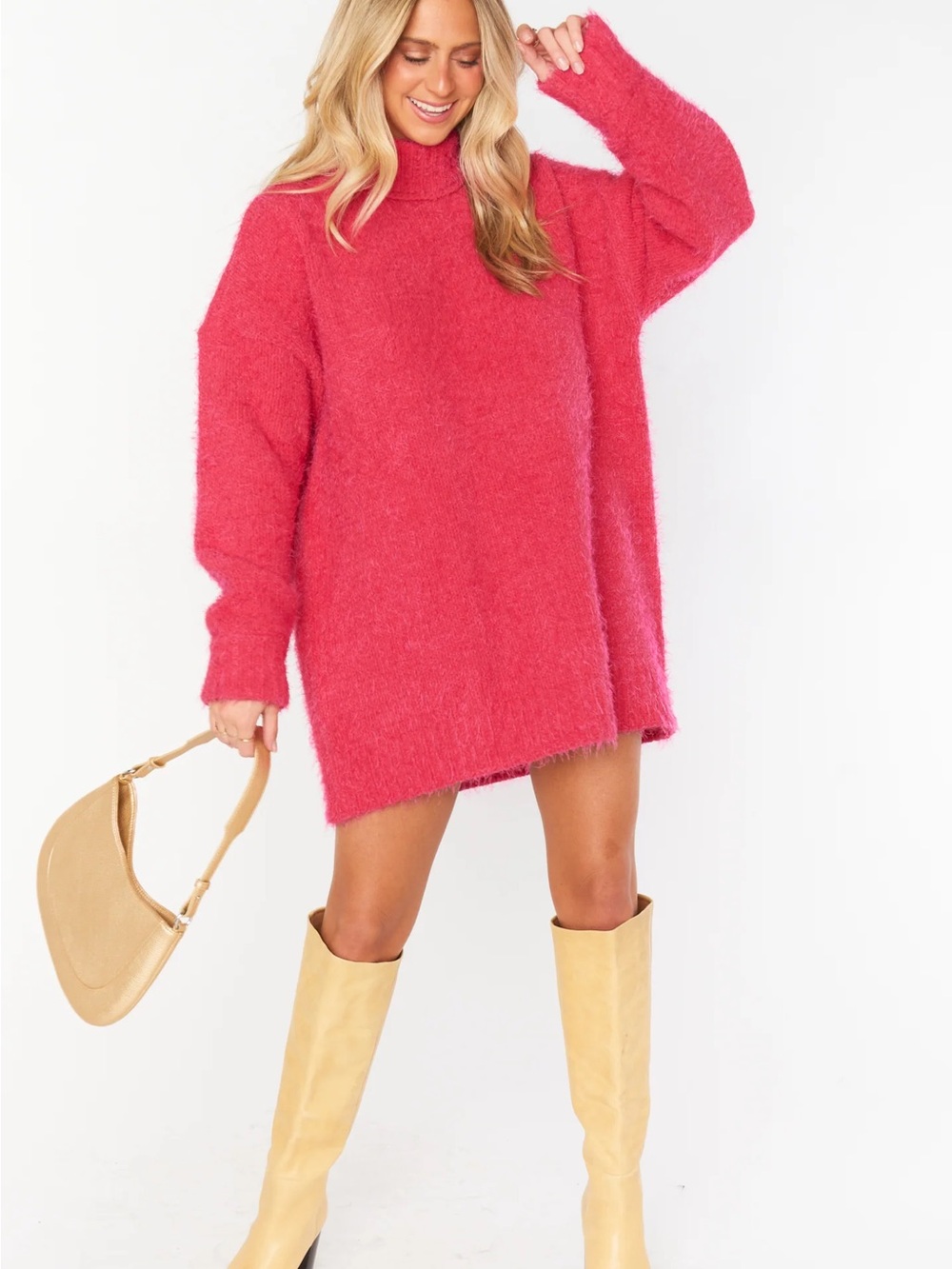 Show Me Your MuMu Timmy Tunic Sweater Dress - Pink Rose Knit - Picture 3 of 6